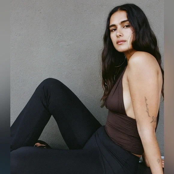 RUCHED POLYAMIDE HALTER TOP - Picture 5 of 9